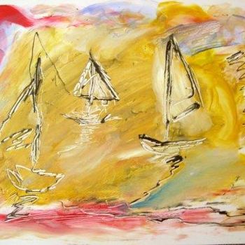 Pittura intitolato "Boats" da Chris.Sopena, Opera d'arte originale