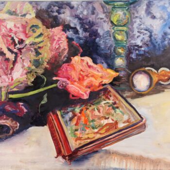 Painting titled "Poetry" by Christa Riemann, Original Artwork, Oil Mounted on Wood Stretcher frame