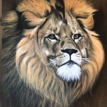 Malarstwo zatytułowany „Le lion” autorstwa Christel David, Oryginalna praca, Akryl