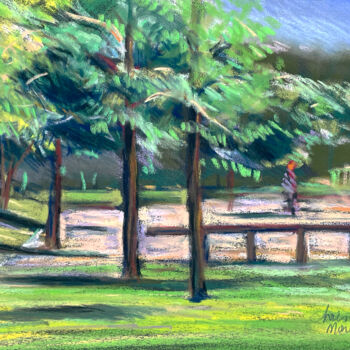 Dibujo titulada "Le parc" por Christel Fréon, Obra de arte original, Pastel Montado en Cartulina