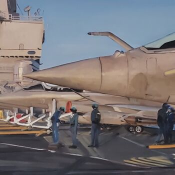 Painting titled "Un rafale en bateau" by Christel Soubeyre, Original Artwork, Oil Mounted on Wood Stretcher frame