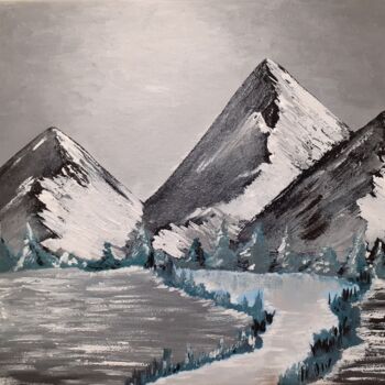 Peinture intitulée "Paysage hivernal" par Christelle Carlton, Œuvre d'art originale, Acrylique
