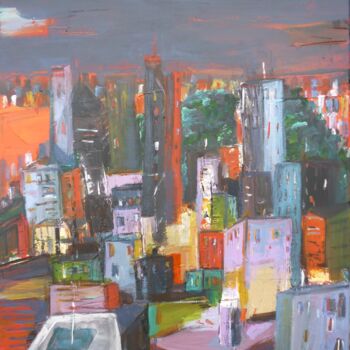 Painting titled "Central Park north" by Christelle Veron Cherbonnier, Original Artwork, Acrylic Mounted on Wood Stretcher fr…