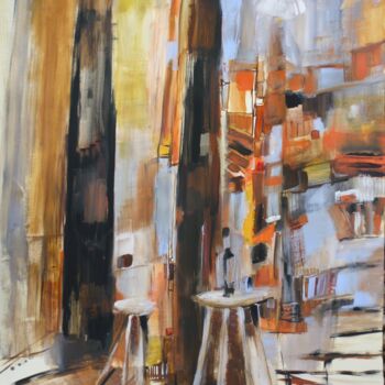 Pintura titulada "Café aux colonnes" por Christelle Veron Cherbonnier, Obra de arte original, Acrílico