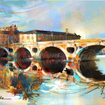 Photography titled "Le pont- neuf  de T…" by Christian Bessede, Original Artwork, Digital Photography Mounted on Wood Stretc…