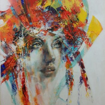 Peinture intitulée "Cheyenne" par Christian Bessede, Œuvre d'art originale, Acrylique