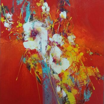 Painting titled "Composition florale" by Christian Bessede, Original Artwork, Acrylic