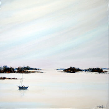 Painting titled "Ambiance golfe du M…" by Christian Biard, Original Artwork, Oil Mounted on Wood Stretcher frame