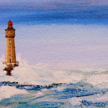 Peinture intitulée "Phare la Jument 2" par Christian Biard, Œuvre d'art originale, Huile Monté sur Châssis en bois