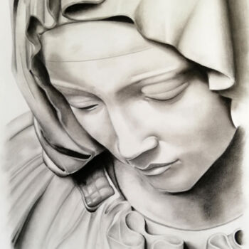 Σχέδιο με τίτλο "Pieta" από Christian Bouard, Αυθεντικά έργα τέχνης, Γραφίτης