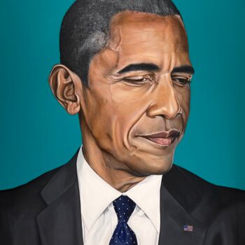 Pintura intitulada "Barak Obama" por Christian Charrière, Obras de arte originais, Óleo
