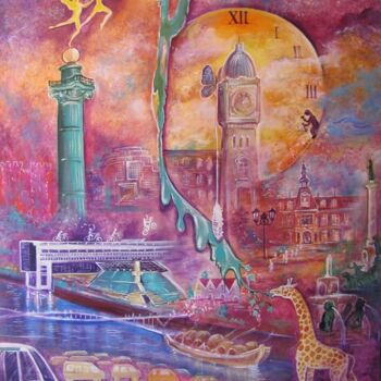 Painting titled "Clin d'oeil Paris 1…" by Christian Eprinchard, Original Artwork, Oil