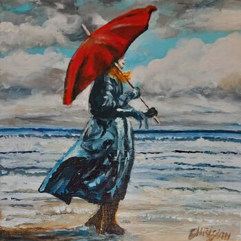 Painting titled "Promenade Pluie Bre…" by Christian Garnier, Original Artwork, Acrylic Mounted on Wood Panel