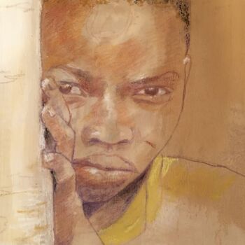 Peinture intitulée "Enfant du Burkina F…" par Christian Lartaud (Christian Gavots), Œuvre d'art originale, Crayon