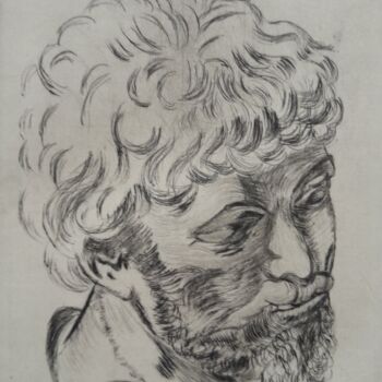 Printmaking titled "Visage d'artiste" by Christian Nouyrigat, Original Artwork, Engraving