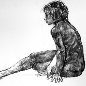 Drawing titled "fusain 2018 34" by Christian Rolland, Original Artwork, Charcoal