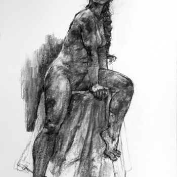Drawing titled "académie 2019 1" by Christian Rolland, Original Artwork, Charcoal