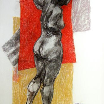 Drawing titled "fusain pastel 1999 1" by Christian Rolland, Original Artwork, Charcoal