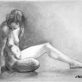 Drawing titled "fusain 50/65 2004 6" by Christian Rolland, Original Artwork, Charcoal