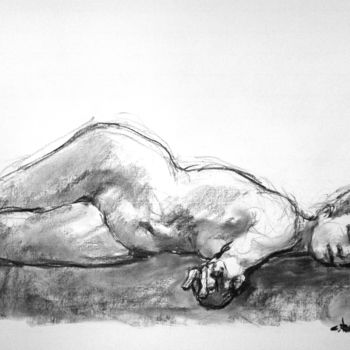 Drawing titled "fusain 50/65 2004 25" by Christian Rolland, Original Artwork, Charcoal