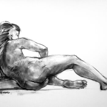 Drawing titled "fusain & craie 50/6…" by Christian Rolland, Original Artwork, Charcoal