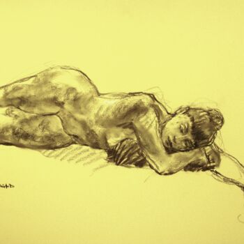 Dibujo titulada "fusain 50/65 2011 47" por Christian Rolland, Obra de arte original, Carbón