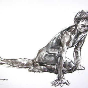 Рисунок под названием "dessin 50/65 2011 78" - Christian Rolland, Подлинное произведение искусства, Древесный уголь
