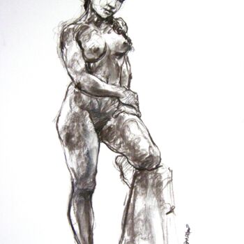 Drawing titled "fusain 50/65 2011 97" by Christian Rolland, Original Artwork, Charcoal