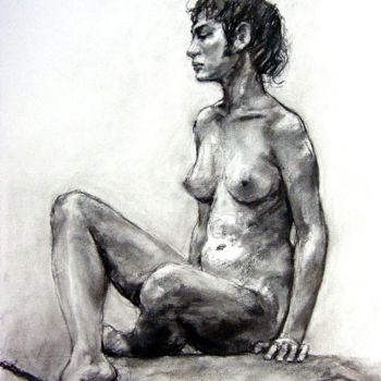 Drawing titled "fusain 55/75 2004 -…" by Christian Rolland, Original Artwork, Charcoal