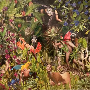 Collages intitulée "Bungle in the jungle" par Christian Schanze, Œuvre d'art originale, Collages Monté sur Aluminium