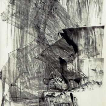 Tekening getiteld "Cascade" door Christian Vidal, Origineel Kunstwerk, Inkt Gemonteerd op Houten paneel