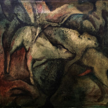 Malarstwo zatytułowany „Grottes vertes” autorstwa Christiana Visentin Gajoni, Oryginalna praca, Olej