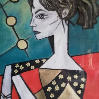 Painting titled "Laura ( Hommage à P…" by Christiane Bernais, Original Artwork, Acrylic Mounted on Cardboard