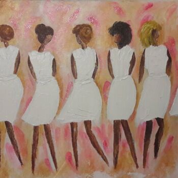 Painting titled "LE DONNE" by Christiane Guerry, Original Artwork, Acrylic Mounted on Wood Stretcher frame