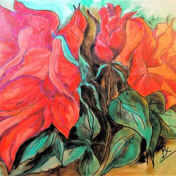 Peinture intitulée "Painting "Open rose…" par Christiane Marette (Christiane Marette - B.C Créations), Œuvre d'art originale…