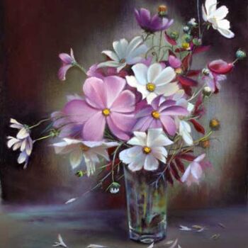 Peinture intitulée "Fleurs dans un verre" par Christiane Plante, Œuvre d'art originale