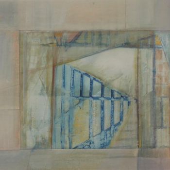 Картина под названием "Barrières bleues" - Christiane Seguin, Подлинное произведение искусства, Акрил Установлен на Деревянн…
