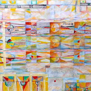 Collages intitulée "Potentialités" par Christiane Seguin, Œuvre d'art originale, Pigments Monté sur Panneau de bois