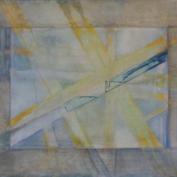 Collages titulada "Empreinte Diagonale" por Christiane Seguin, Obra de arte original, Acrílico Montado en Panel de madera
