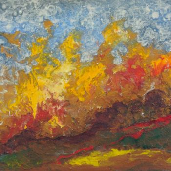 Painting titled "Eruption Vitale" by Christiane Seguin, Original Artwork, Acrylic Mounted on Wood Stretcher frame