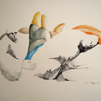 Dessin intitulée "Sopor" par Christiane Seguin, Œuvre d'art originale, Encre