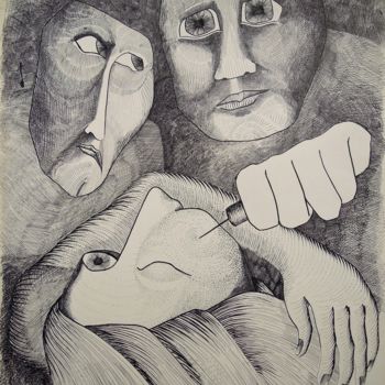 "Piqûre" başlıklı Resim Christiane Seguin tarafından, Orijinal sanat, Mürekkep