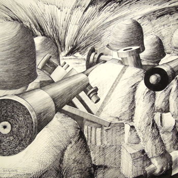 Desenho intitulada "La Vie d'un homme" por Christiane Seguin, Obras de arte originais, Tinta