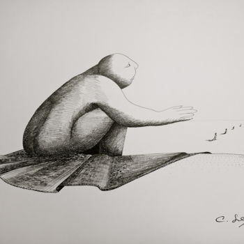 Rysunek zatytułowany „Mirages” autorstwa Christiane Seguin, Oryginalna praca, Atrament