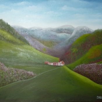 Painting titled "PAYSAGE SUISSE , HU…" by Christiane Malet, Original Artwork, Oil