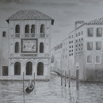 Pittura intitolato "GRAND CANAL , ENCRE…" da Christiane Malet, Opera d'arte originale