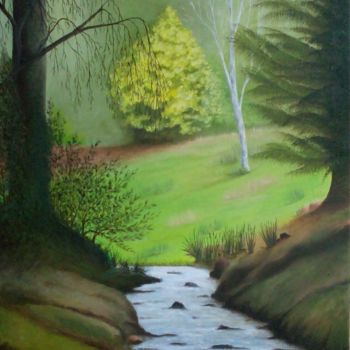 Peinture intitulée "La Forêt Landerneau." par Christian Salaun, Œuvre d'art originale, Huile