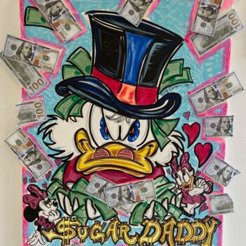 Malarstwo zatytułowany „Dagobert Duck : Sug…” autorstwa Christin Cameron, Oryginalna praca, Akryl Zamontowany na Drewniana r…