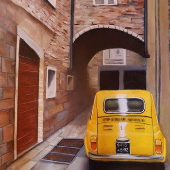 Peinture intitulée "fiat 500 2" par Christine Chevieux, Œuvre d'art originale, Huile