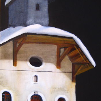 Painting titled "Chapelle de Vigny" by Christine Chevieux, Original Artwork, Oil